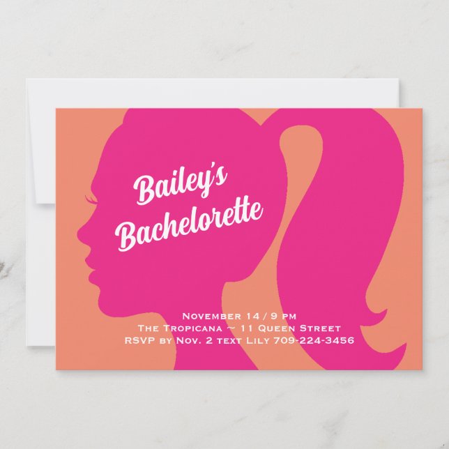Invitación Bachelorette Naranja y rosa fiesta (Anverso)