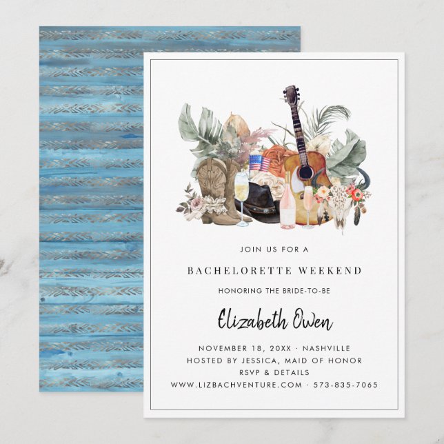 Invitación Bachelorette Nash Bash | Cowgirl occidental (Anverso / Reverso)