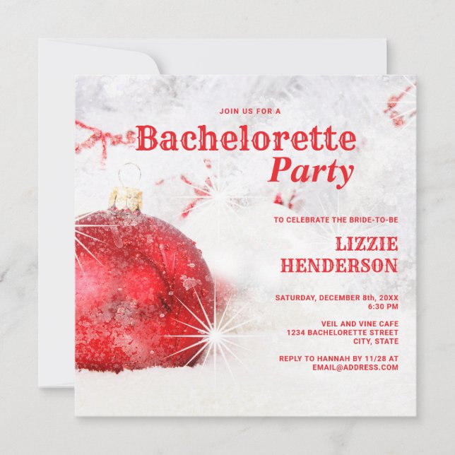 Invitación Bachelorette Navidades de Invierno (Anverso)
