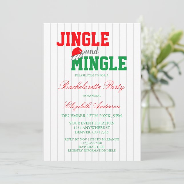 Invitación Bachelorette, Navidades del Jingle y del Mingle (Anverso de pie)