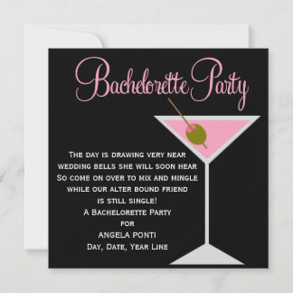 Invitación Bachelorette negra y rosa