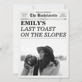 Invitación Bachelorette Newspaper Last Toast On The Slopes