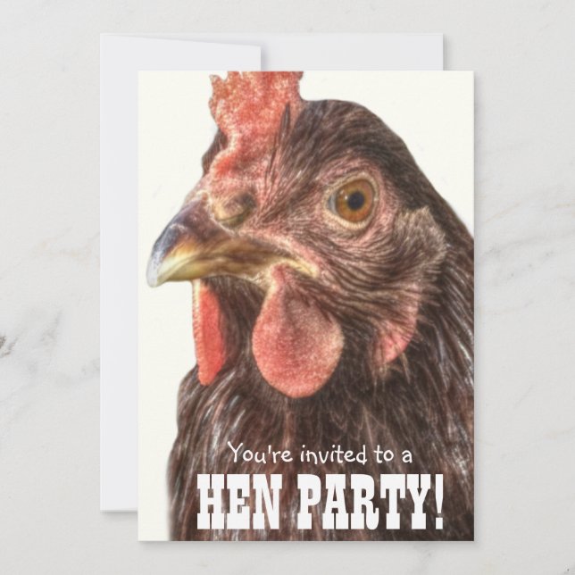 Invitación Bachelorette nocturna del Chica Fiesta de Pollo Ro (Anverso)