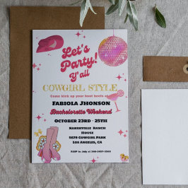 Invitación Bachelorette Occidental Retro Pink Disco