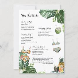 Invitación Bachelorette Party Beach Weekend 4 Day Itinerario