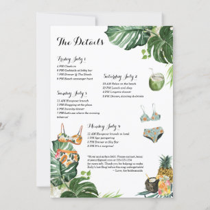 Invitación Bachelorette Party Beach Weekend 4 Day Itinerario