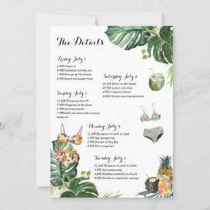 Invitación Bachelorette Party Beach Weekend Itinerary
