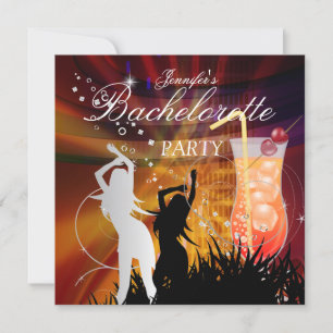 Invitación Bachelorette Party Black Gold White Coctail