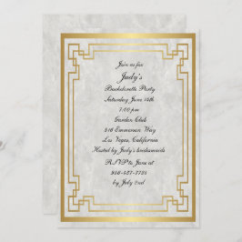 Invitación Bachelorette Party, Boda de Mármol Geométrico Gold