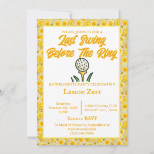 Invitación Bachelorette Party Bridal Shower Golf Amarillo Bla