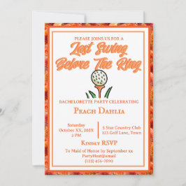 Invitación Bachelorette Party Bridal Shower Golf Peach Naranj