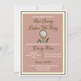 Invitación Bachelorette Party Bridal Shower Golf Rosa Gold