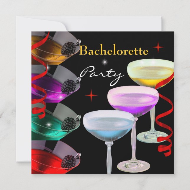 Invitación Bachelorette Party Cocktails Champagne (Anverso)