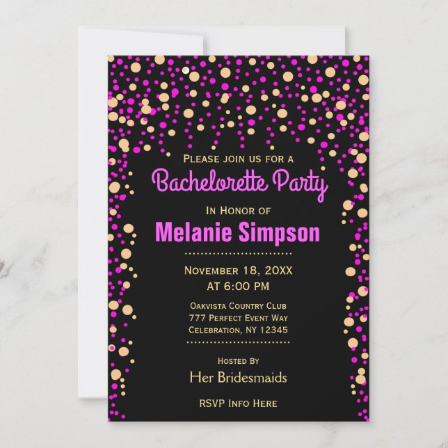 Invitación Bachelorette Party | Confetti (Anverso)
