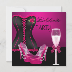 Invitación Bachelorette Party Corset zapatillas rosadas Hi He