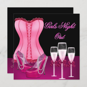 Invitación Bachelorette Party Corset zapatillas rosadas Hi He