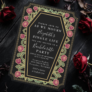 Invitación Bachelorette Party de Rosas del ataúd