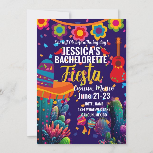 Invitación Bachelorette Party Fiesta Personalizado (Anverso)