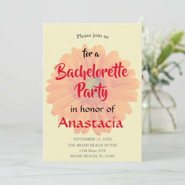 Invitación Bachelorette Party floral personalizada (Anverso de pie)