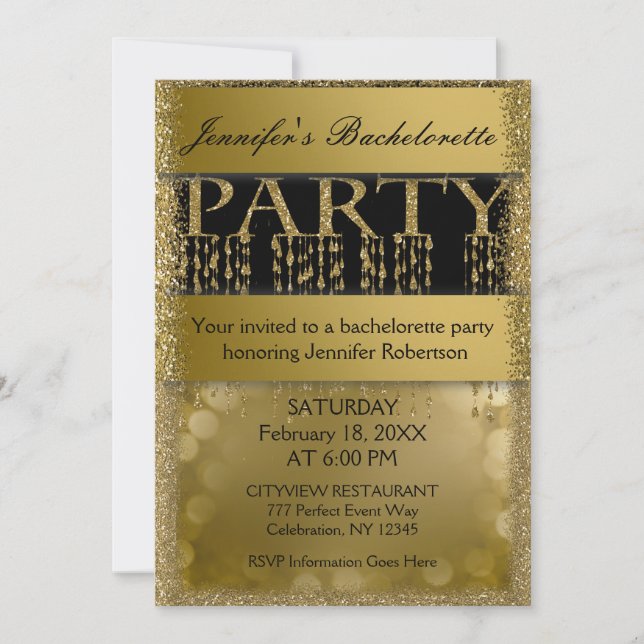 Invitación Bachelorette Party | Glamour divertida (Anverso)