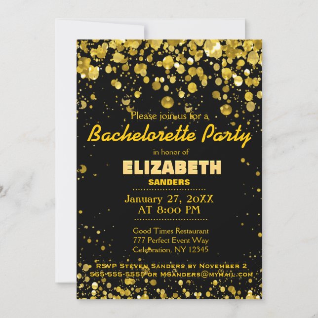 Invitación Bachelorette Party Gold (Anverso)