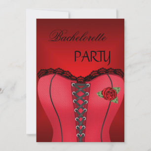 Invitación Bachelorette Party Gold Black Red Corset