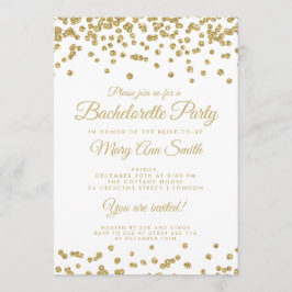 Invitación Bachelorette Party Gold Faux Purpurina Confetti