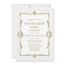 Bachelorette Party Gold White Art Deco de los años