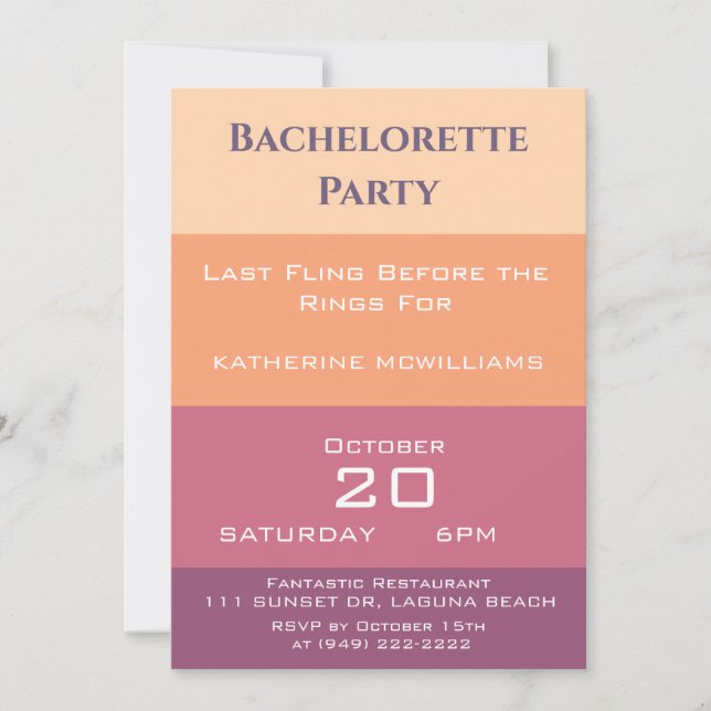 Invitación Bachelorette Party-Harvest Palette- (Anverso)