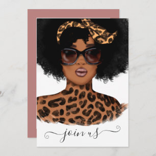 Invitación Bachelorette Party I, Chica de Leopardo Africano-E