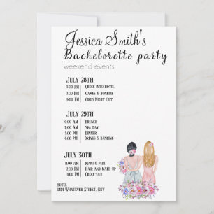 Invitación Bachelorette Party Itinerario