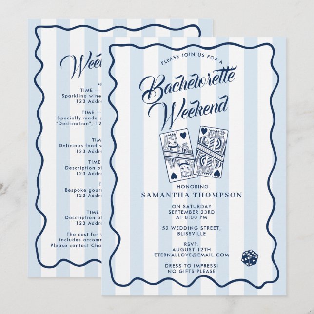 Invitación Bachelorette Party Itinerary Bach Weekend Casino (Anverso / Reverso)
