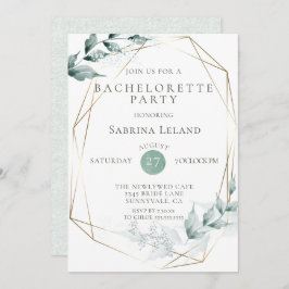 Invitación Bachelorette Party | Jade verde gris botánico