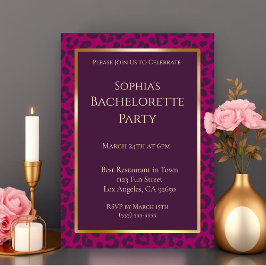 Invitación Bachelorette Party-Leopard Print -Magenta-