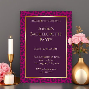 Invitación Bachelorette Party-Leopard Print -Magenta-
