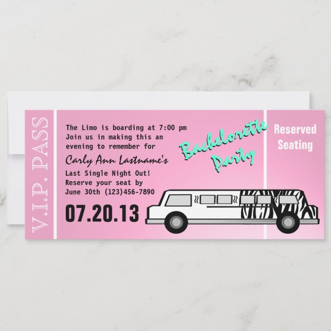 Invitación Bachelorette Party Limo Pass (Anverso)