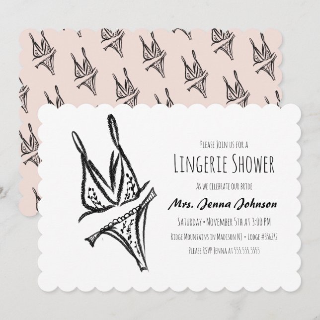 Invitación Bachelorette Party Lingerie Bridal Shower Lace (Anverso / Reverso)