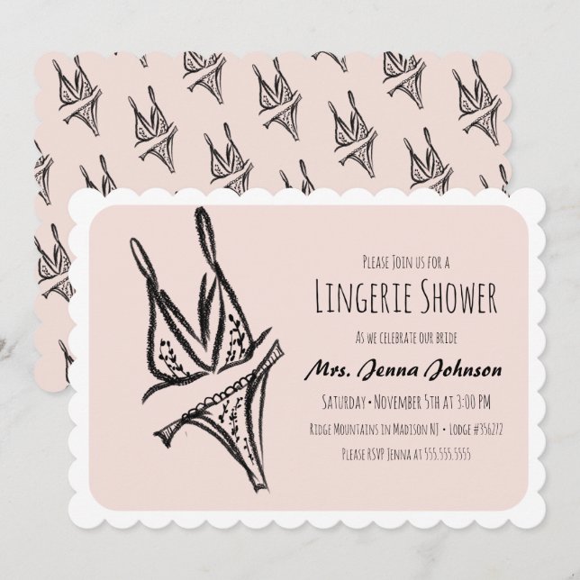 Invitación Bachelorette Party Lingerie Bridal Shower Pink (Anverso / Reverso)