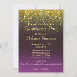 Invitación Bachelorette Party | Oro y púrpura