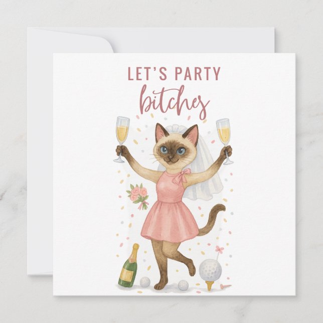 Invitación Bachelorette Party para los amantes del gato (Anverso)