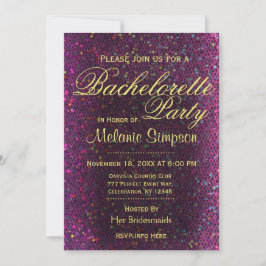 Invitación Bachelorette Party | Purpurina rosado caliente