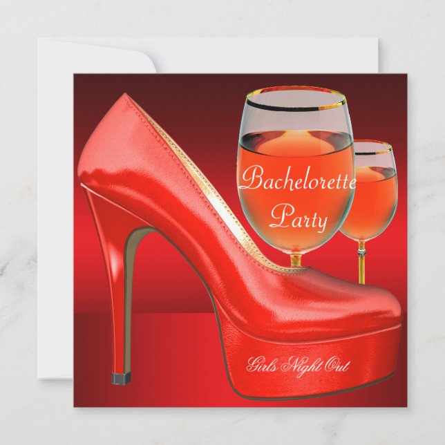 Invitación Bachelorette Party Red Shoes Hi Heels Vidrio (Anverso)