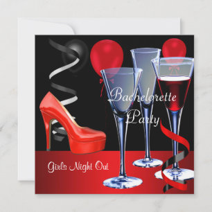 Invitación Bachelorette Party Red Shoes Hi Heels Wine