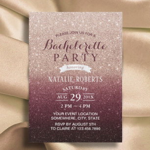 Invitación Bachelorette Party Rosa moderno de Borgoña Gold Om