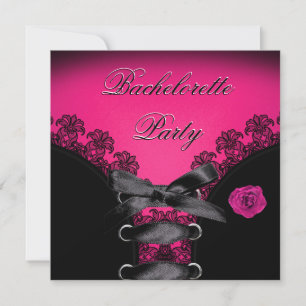 Invitación Bachelorette Party Rosa Rosa Rosa Negro Lace