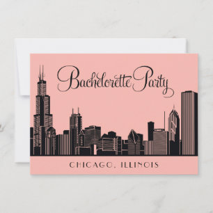 Invitación Bachelorette Party Rubor Boda de la Línea Skyline