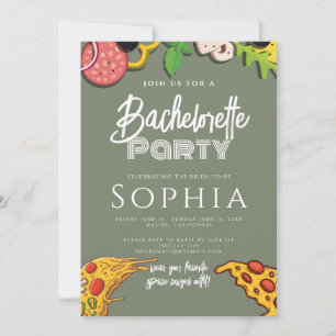 Invitación Bachelorette Party Sage Green PIZZA Moderno