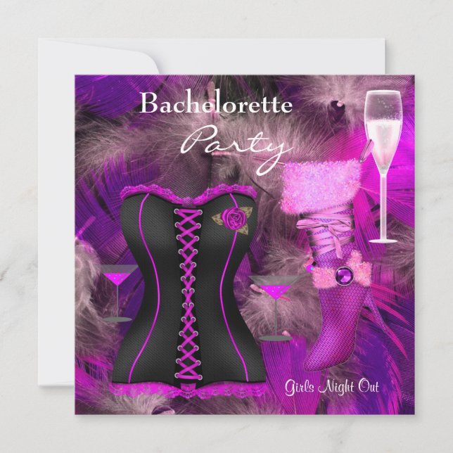 Invitación Bachelorette Party Shoes Hi Heels Boots Corset (Anverso)