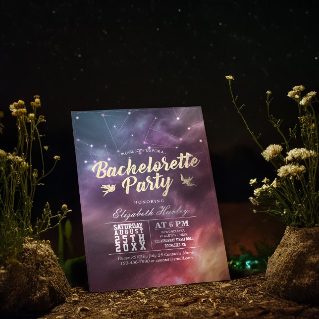Invitación Bachelorette Party Stars Sky Galaxy Constellings (Subido por el creador)