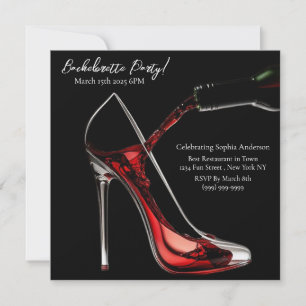 Invitación Bachelorette Party-Stiletto con vino